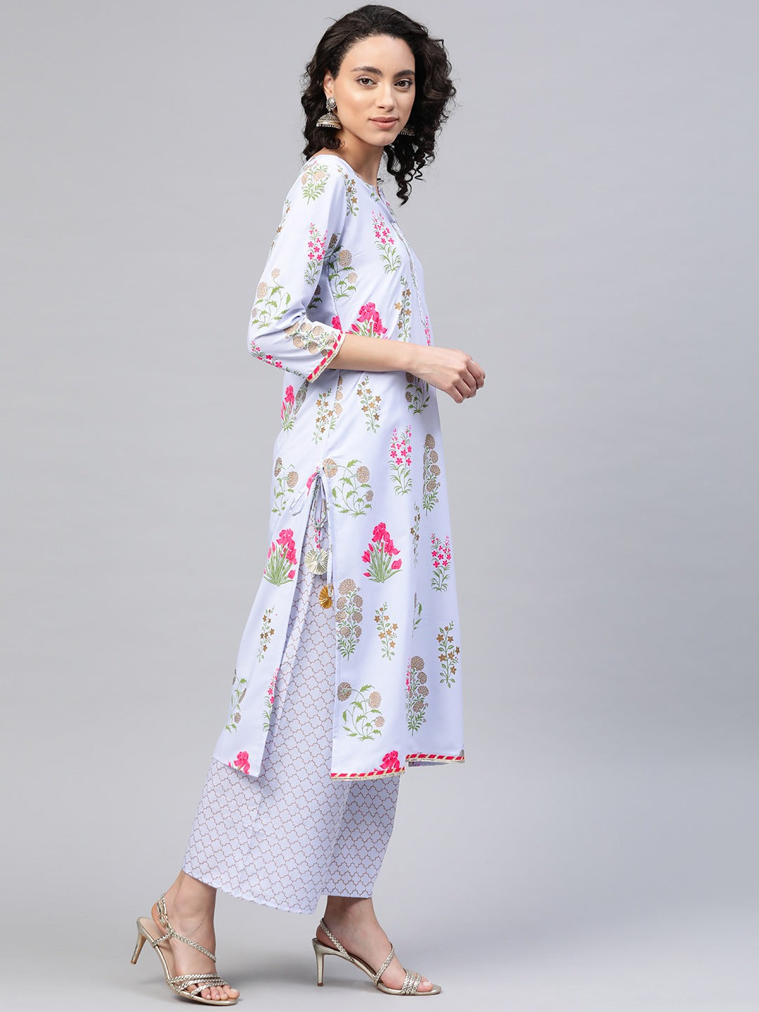 Women's Crepe Printed Kurta Palazzo Se