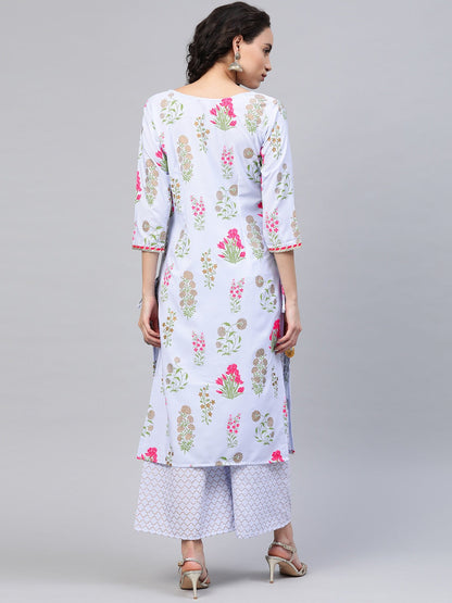 Women's Crepe Printed Kurta Palazzo Se