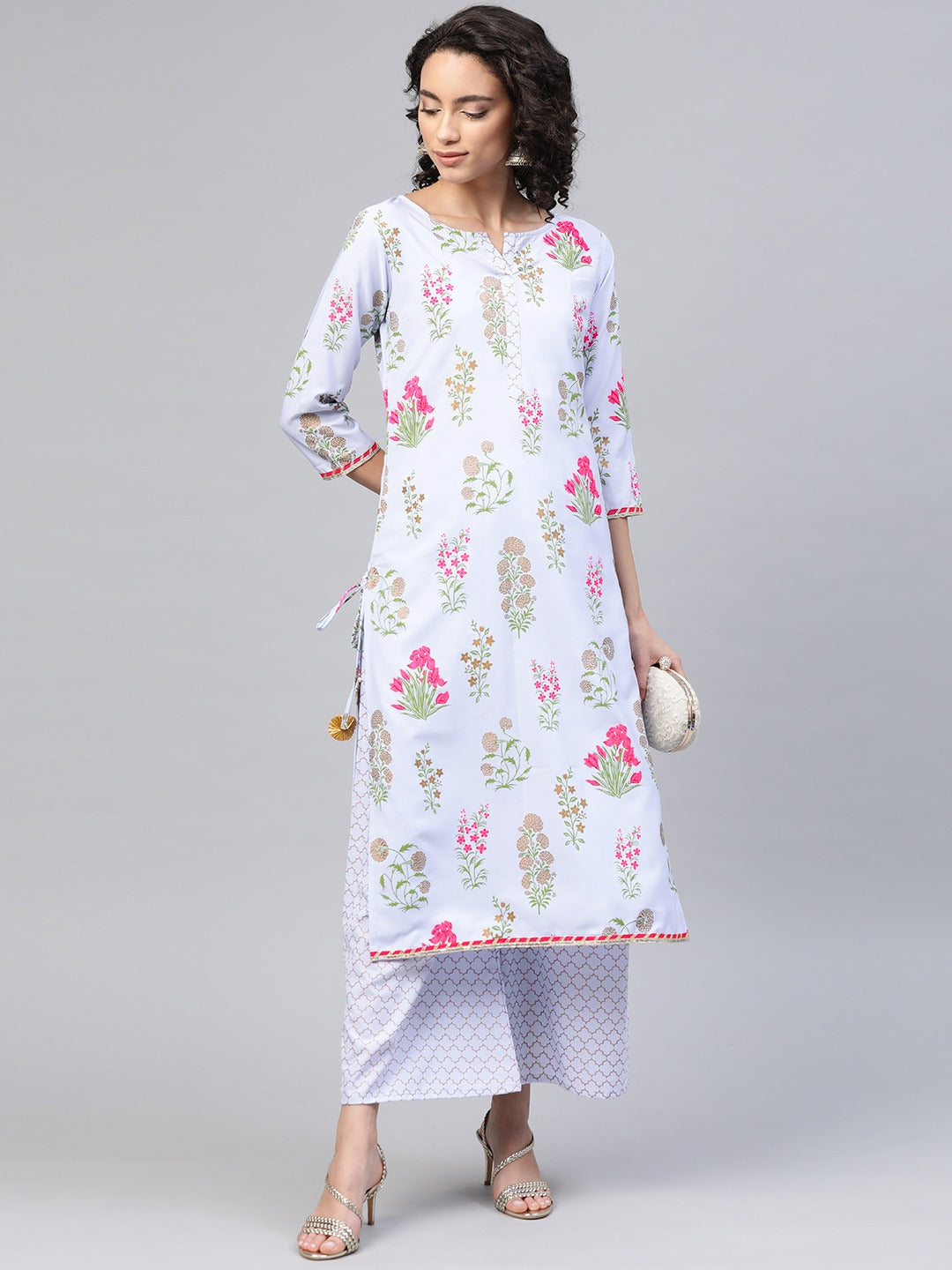 Women's Crepe Printed Kurta Palazzo Se