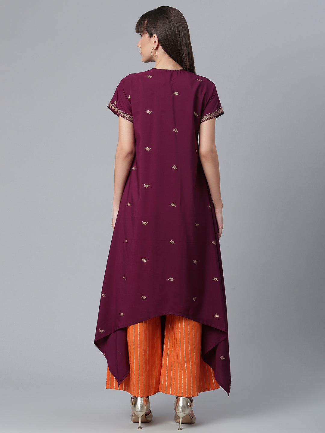 Women's Crepe Wine Kurta With Palazzo