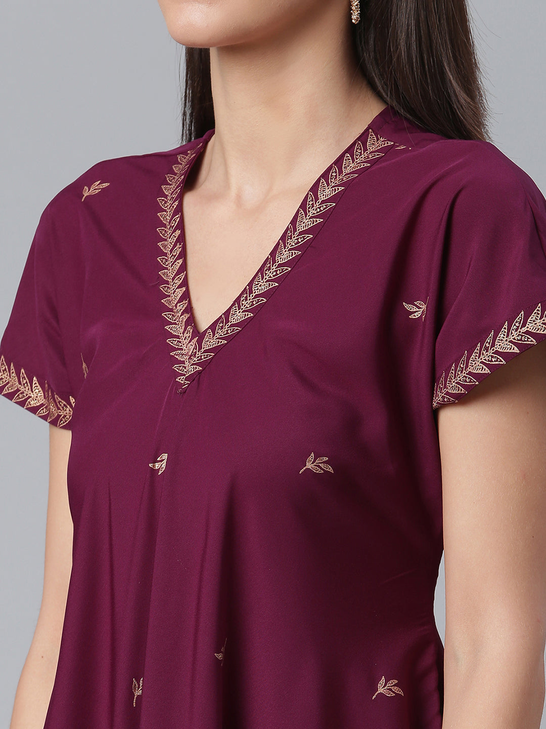 Women's Crepe Wine Kurta With Palazzo