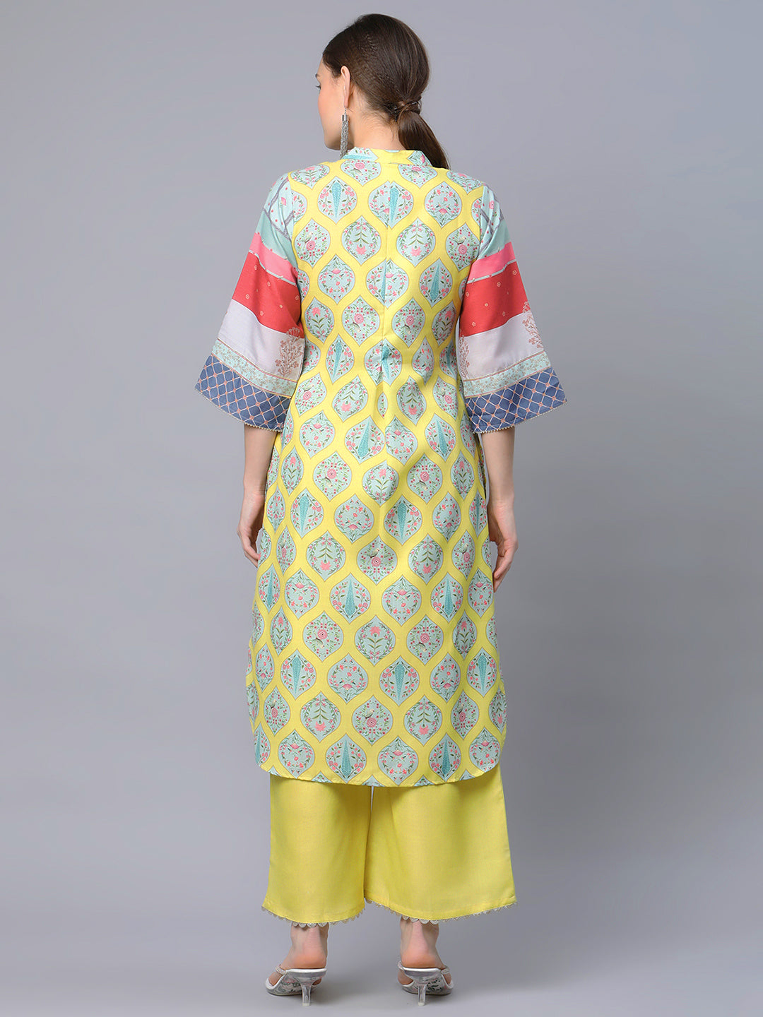 Women's Yellow Cotton Digital Printed Kurta Palazzo Set
