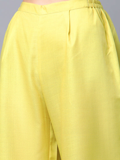 Women's Yellow Cotton Digital Printed Kurta Palazzo Set