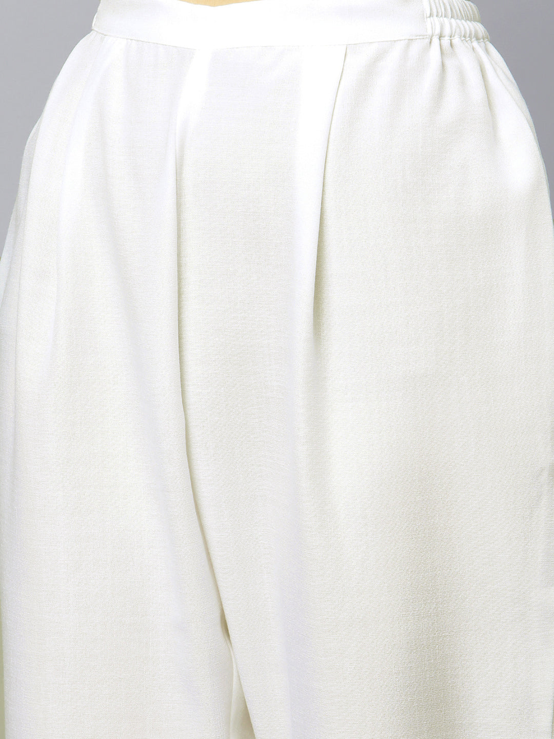 Women's Off White Cotton Printed Asymmetric Kurta Palazzo Set