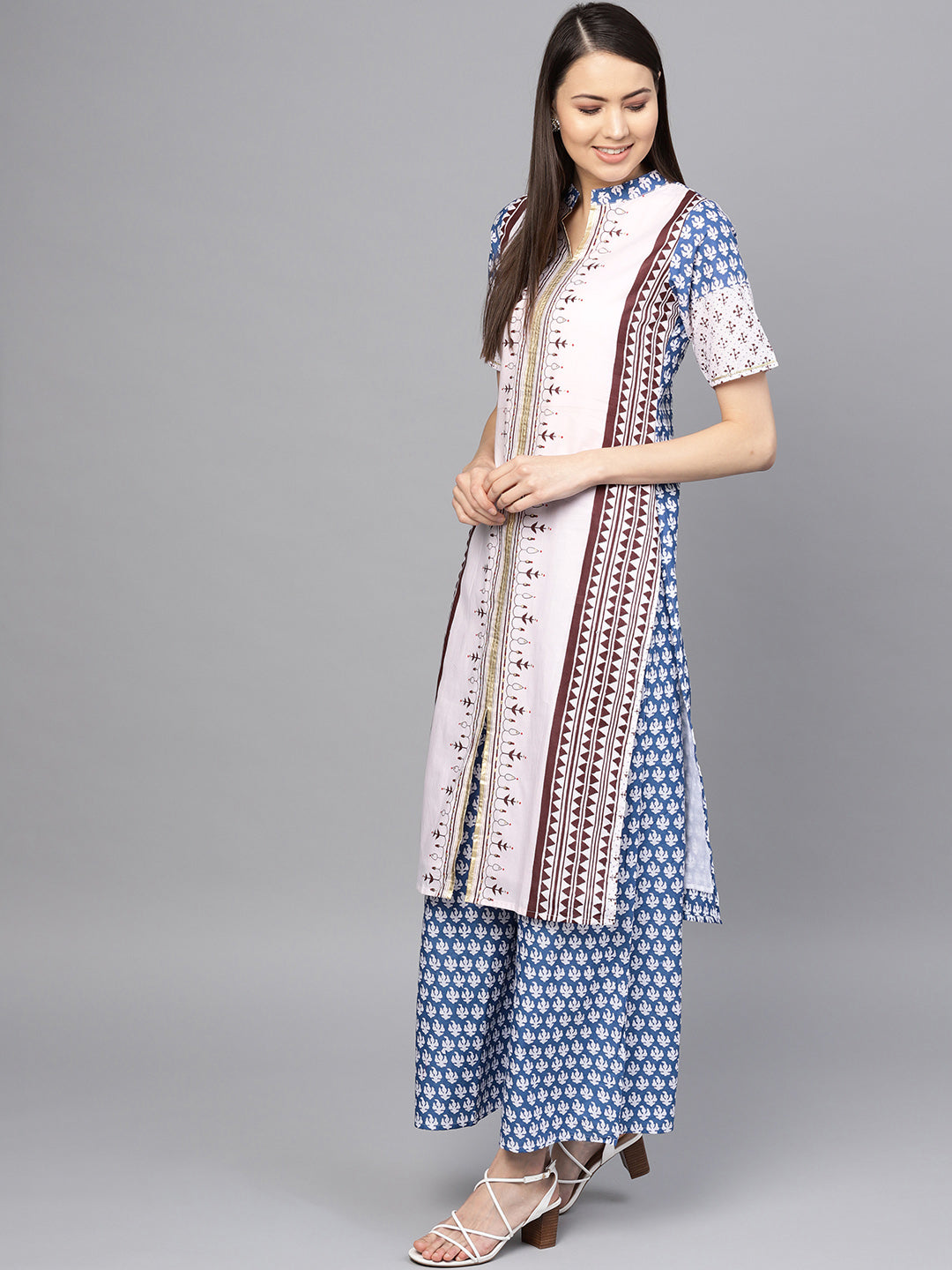 Women's White Cotton Printed Kurta