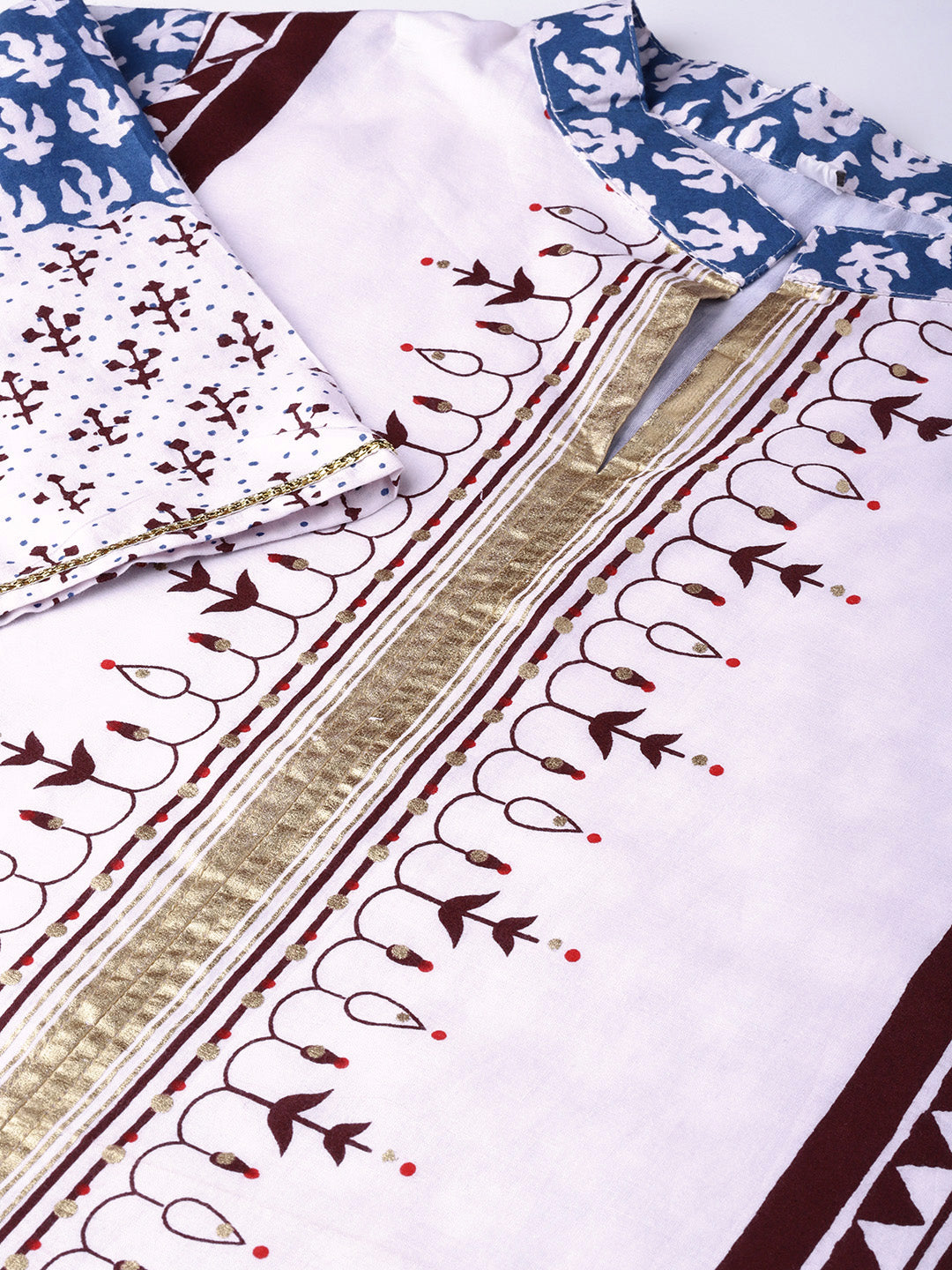 Women's White Cotton Printed Kurta