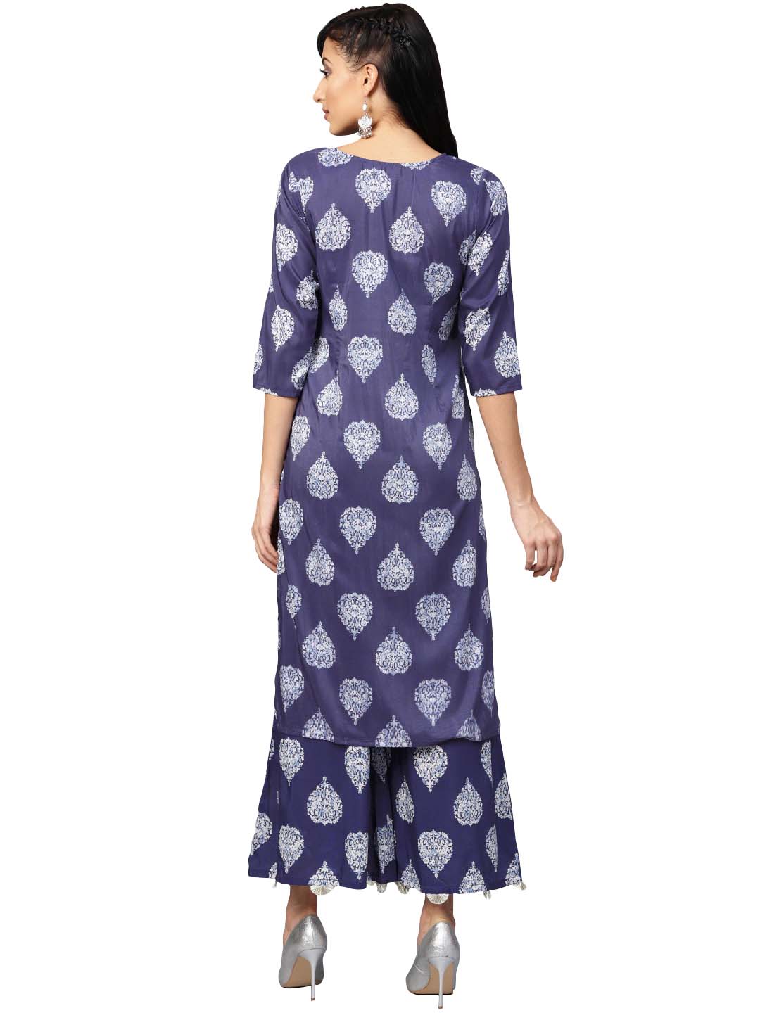Women's Dark Blue Printed Kurta Set