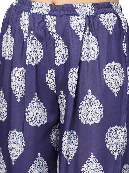 Women's Dark Blue Printed Kurta Set