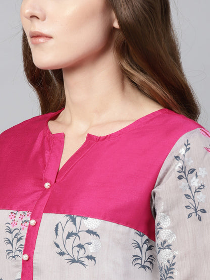 Women's Grey Printed Kurta Set