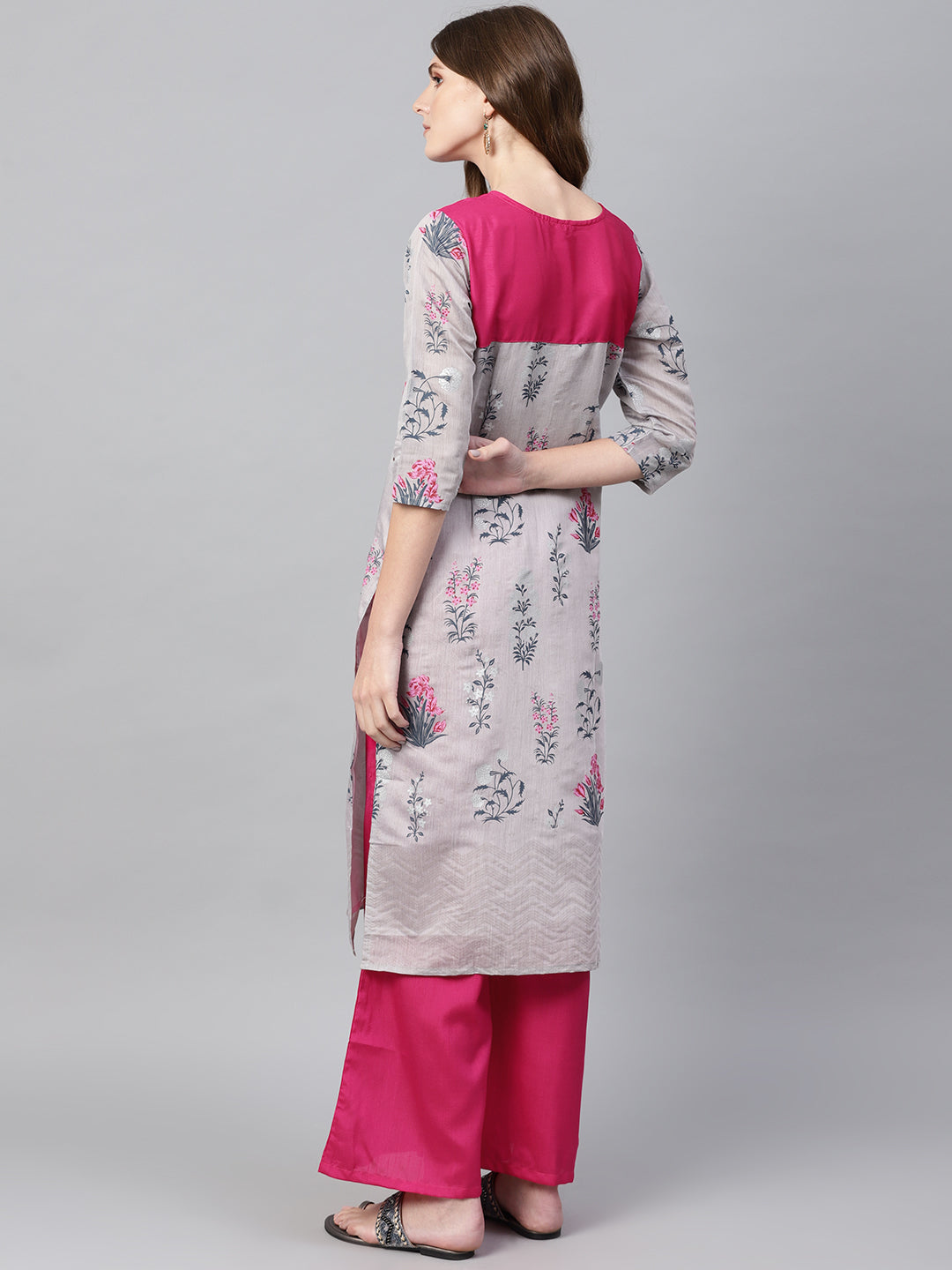 Women's Grey Printed Kurta Set