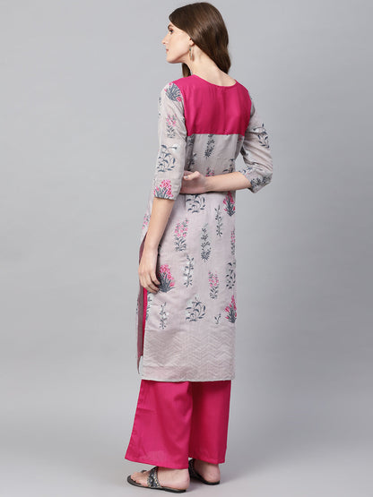 Women's Grey Printed Kurta Set