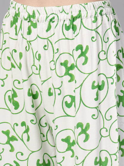 Women's Green Flared Kurta With Plazzo