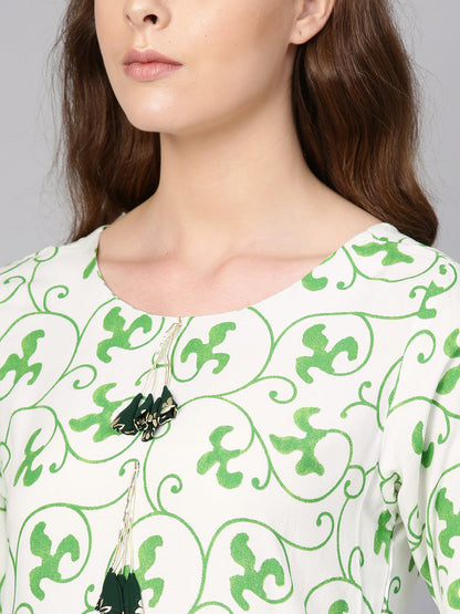 Women's Green Flared Kurta With Plazzo