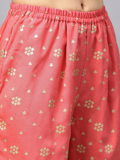 Women's White And Gold Printed Straight Kurta Set