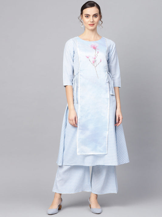 Women's Printed A Line Kurta With Plazzo