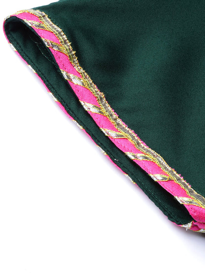Women's Dark Green Solid Kimono Rayon Kurta Set