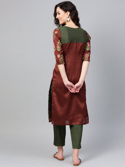 Women's  Floral Straight Kurta With Pant