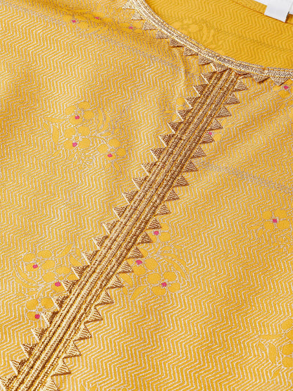 Women's Mustard Crepe Printed Kurta Palazzo Se