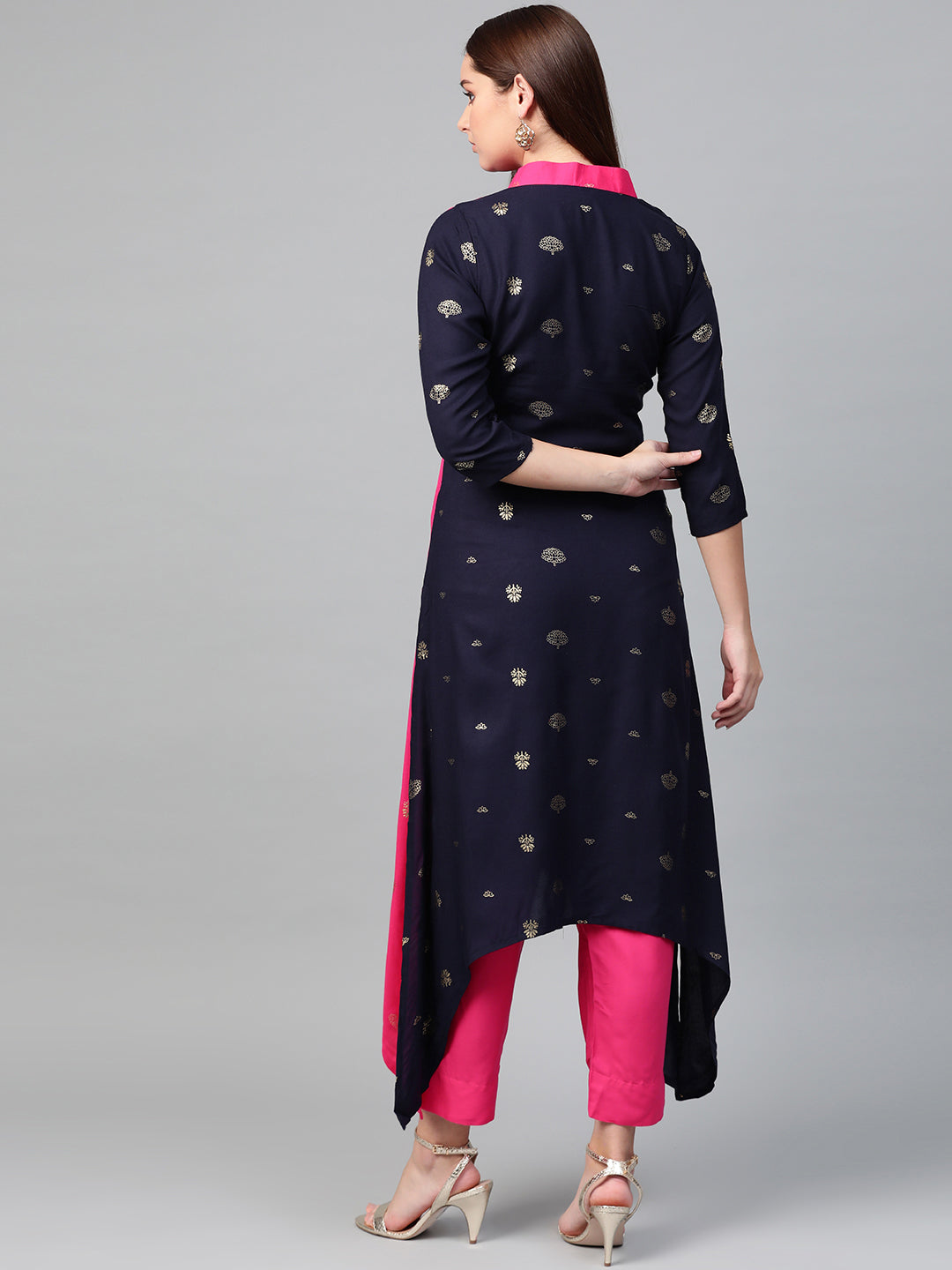 Women's Colourblocked A Line Kurta With Pant