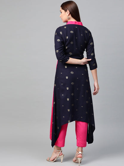 Women's Colourblocked A Line Kurta With Pant