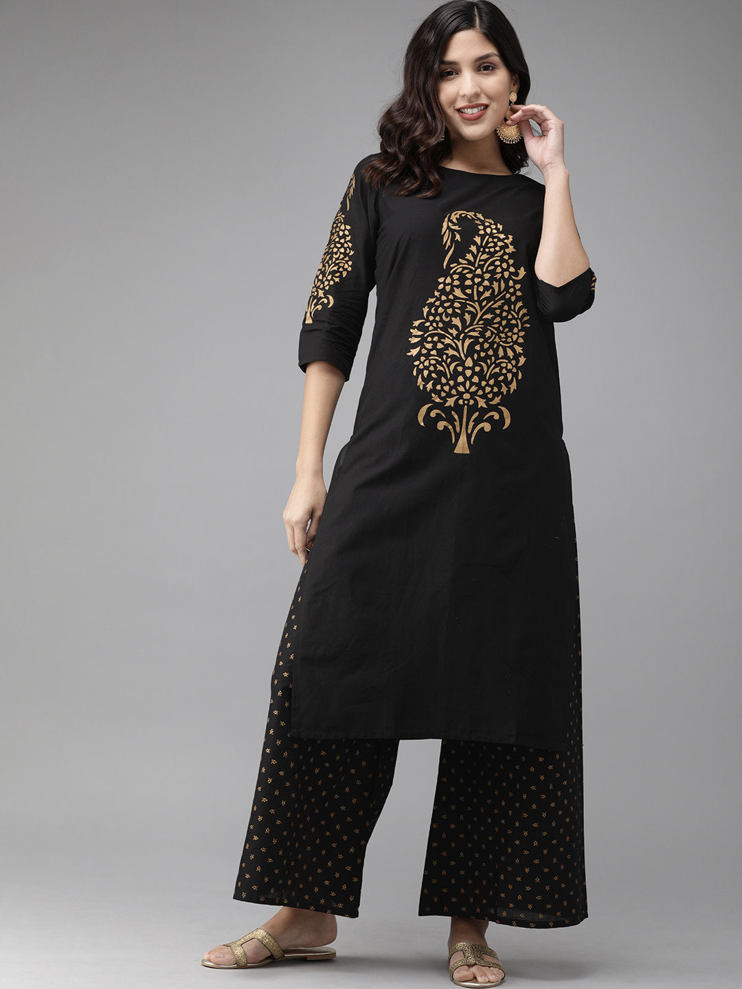 Women's Black Straight Kurta Set