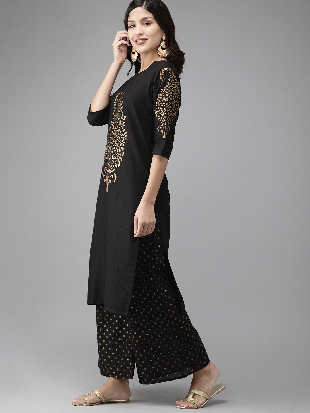 Women's Black Straight Kurta Set