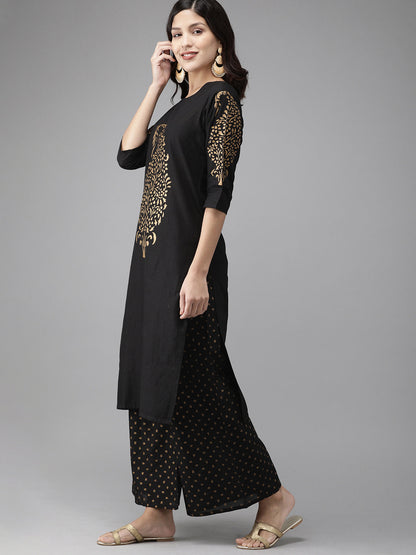 Women's Black Straight Kurta Set