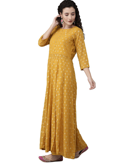 Women's Mustard Kurta With Palazzo Set
