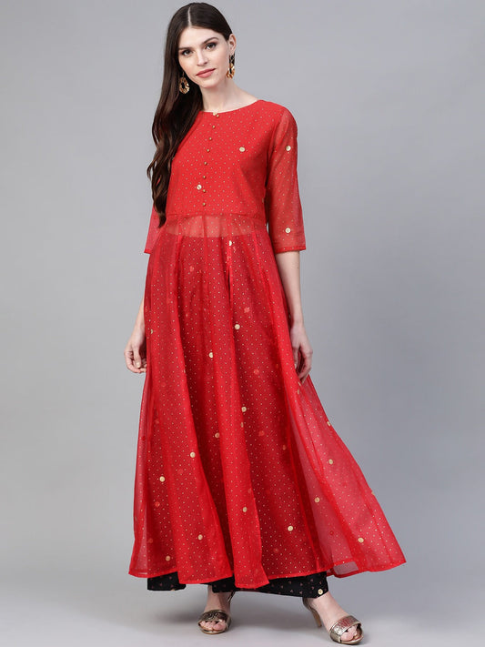 Women's Bandhani Print Anarkali Kurta With Palazzo