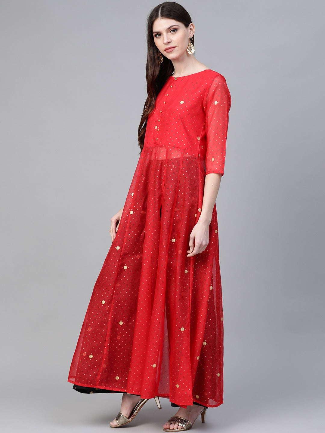 Women's Bandhani Print Anarkali Kurta With Palazzo