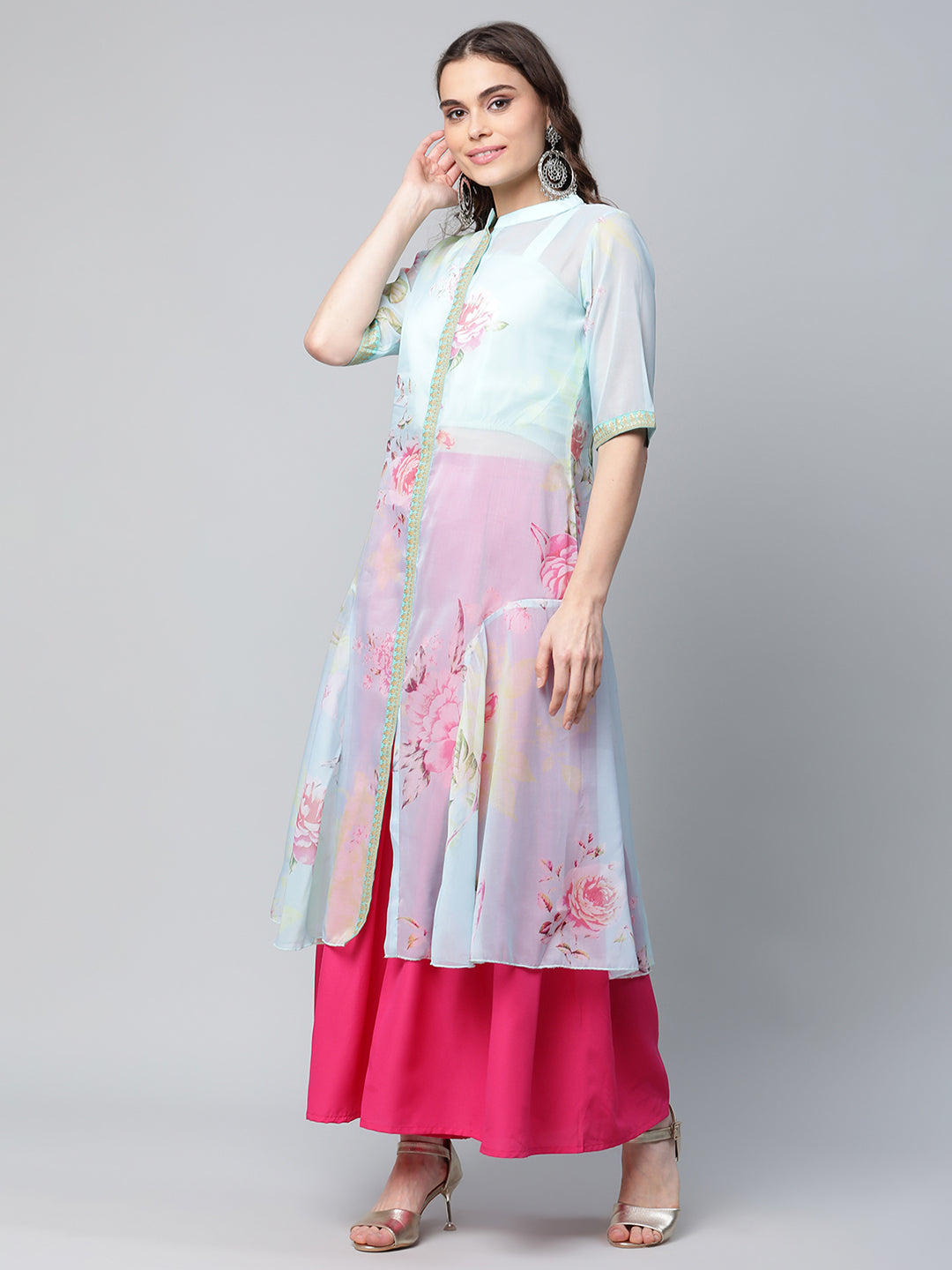 Women's Floral Top With Kurta By Ahalya