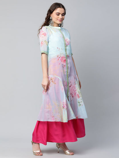 Women's Floral Top With Kurta By Ahalya