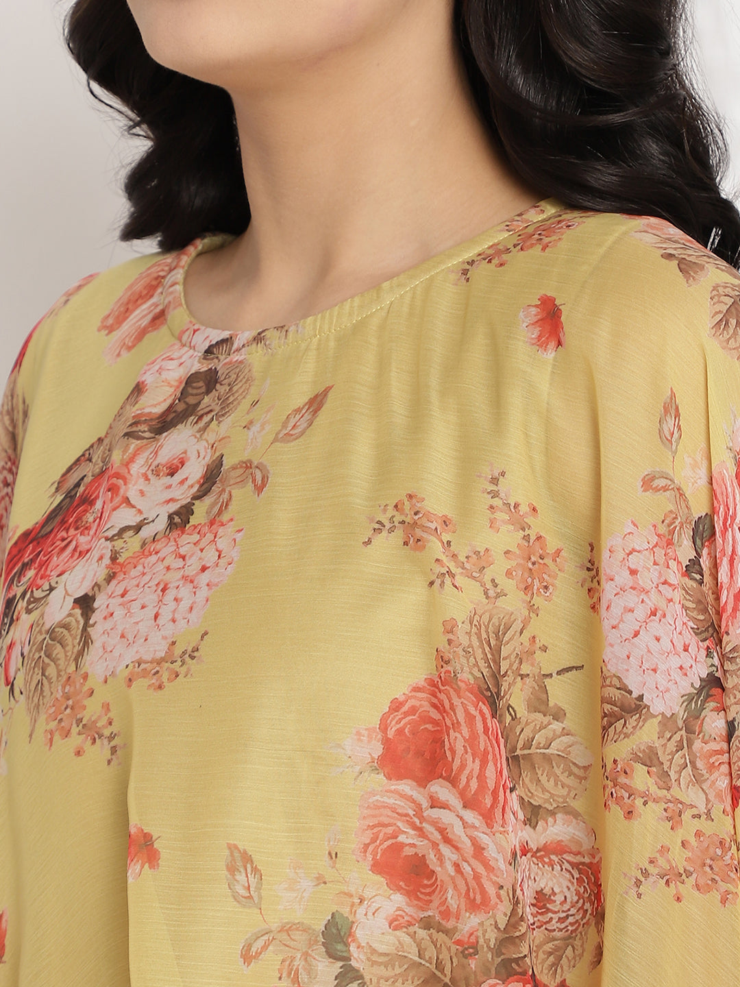 Women's Mustard Color Velvet Kurta With Attached Printed Dupatt