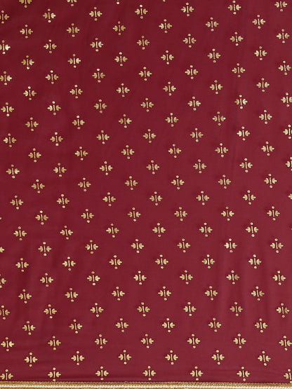 Women's Maroon Georgette Gold Foil Print Ready To Wear Saree