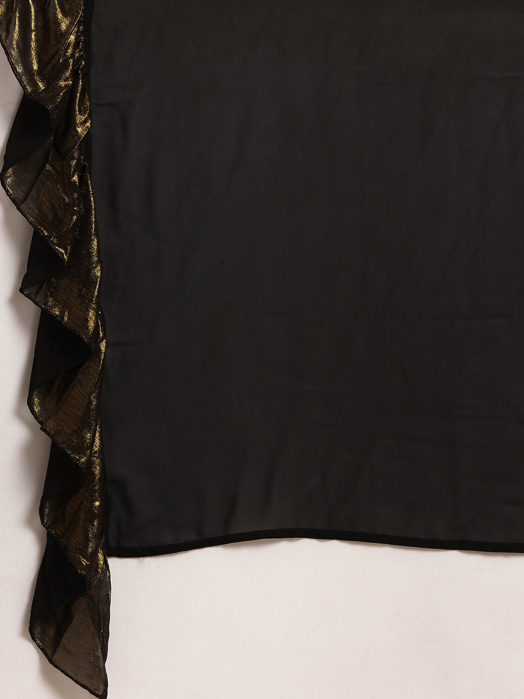 Women's Black Georgette Ruffles Ready To Wear Saree