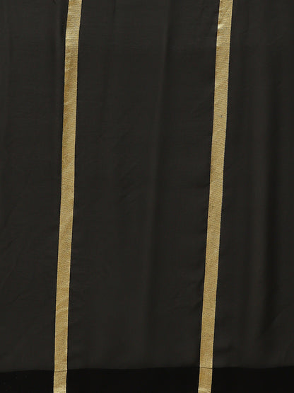Women's Black Georgette Gold Print Ready To Wear Saree