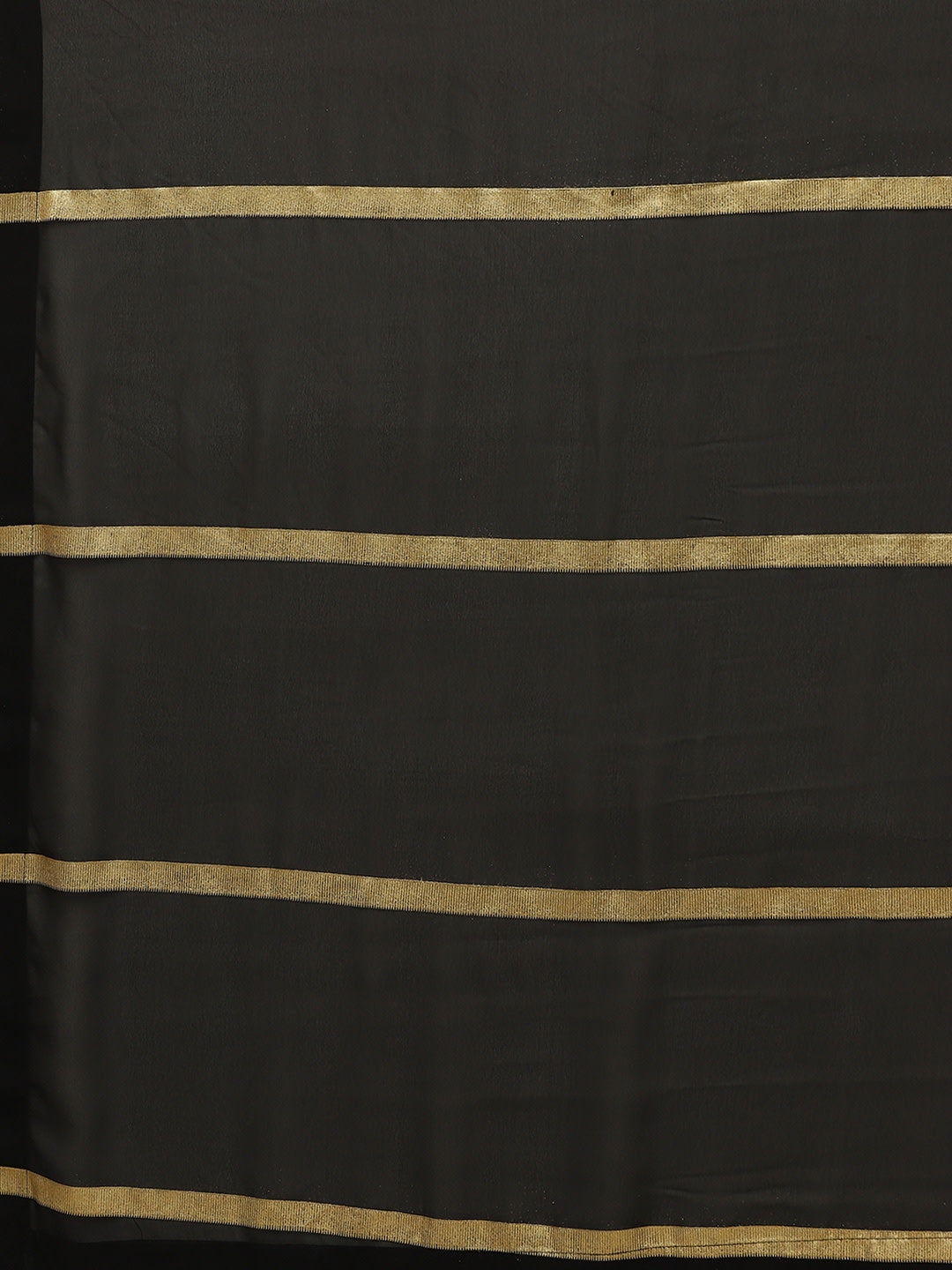 Women's Black Georgette Gold Print Ready To Wear Saree