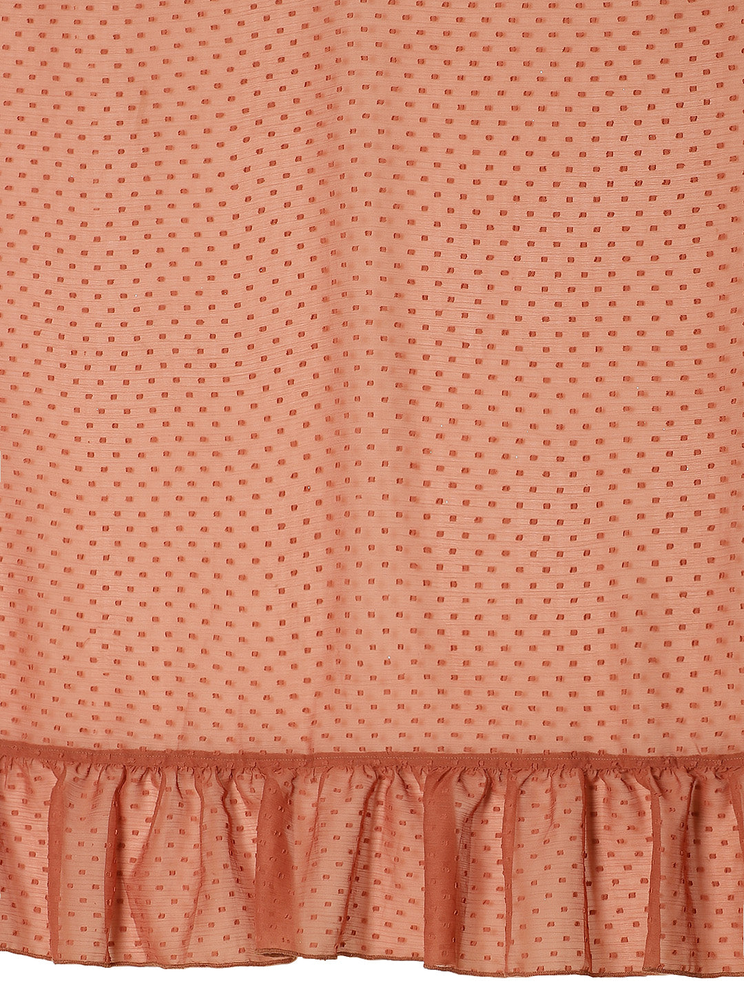 Women's Rusty Rose Booti Chiffon Ruffles Ready To Wear Saree