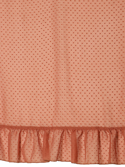 Women's Rusty Rose Booti Chiffon Ruffles Ready To Wear Saree