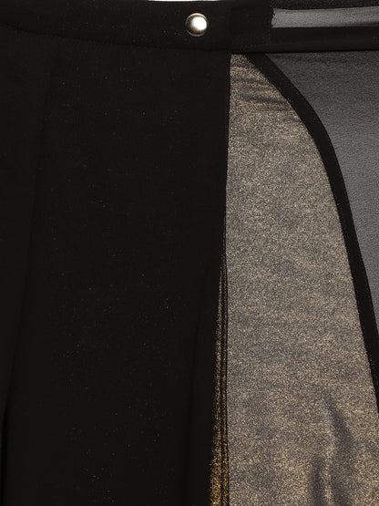 Women's Black Georgette Gold Coated Ready To Wear Saree