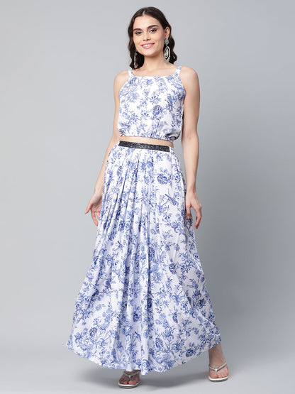 Women's Top & Skirt Set With Shrug By Ahalyaa