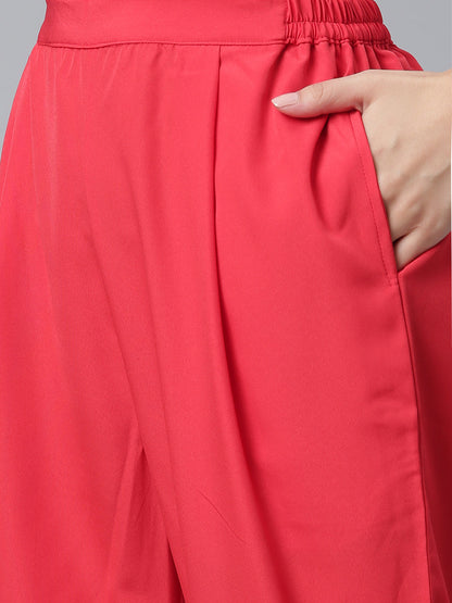 Women's Crepe Wine Kurta With Palazzo
