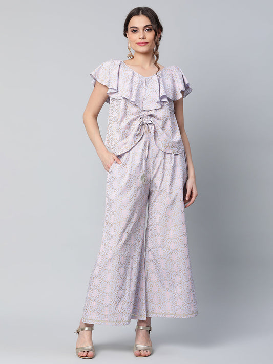 Women's Khari Printed Top With Palazzo Set By Ahalya