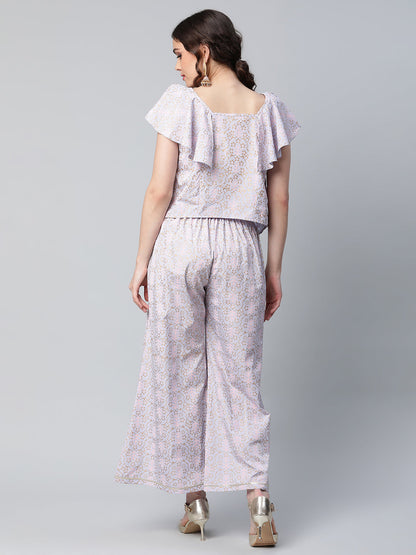 Women's Khari Printed Top With Palazzo Set By Ahalya