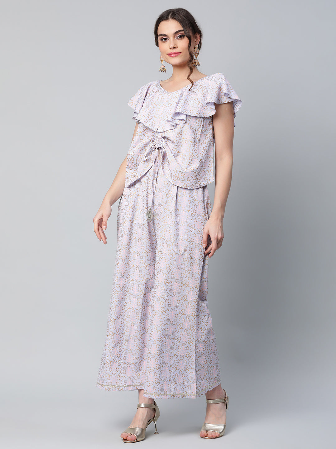 Women's Khari Printed Top With Palazzo Set By Ahalya