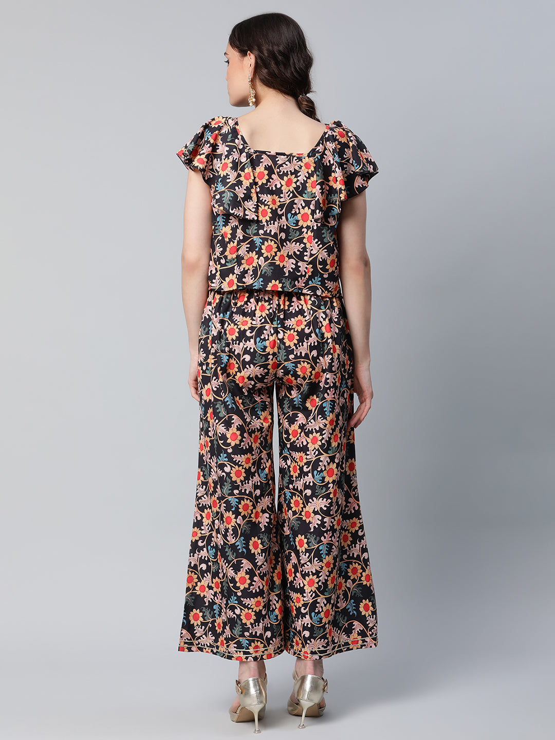 Women's Floral Print Top With Palazzo Set By Ahalyaa