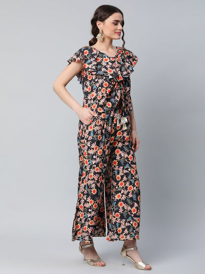 Women's Floral Print Top With Palazzo Set By Ahalyaa