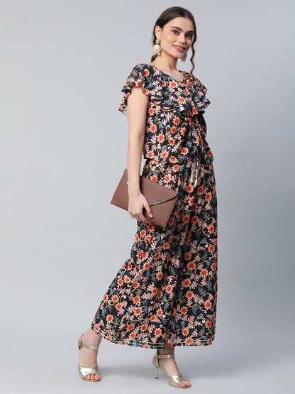 Women's Floral Print Top With Palazzo Set By Ahalyaa