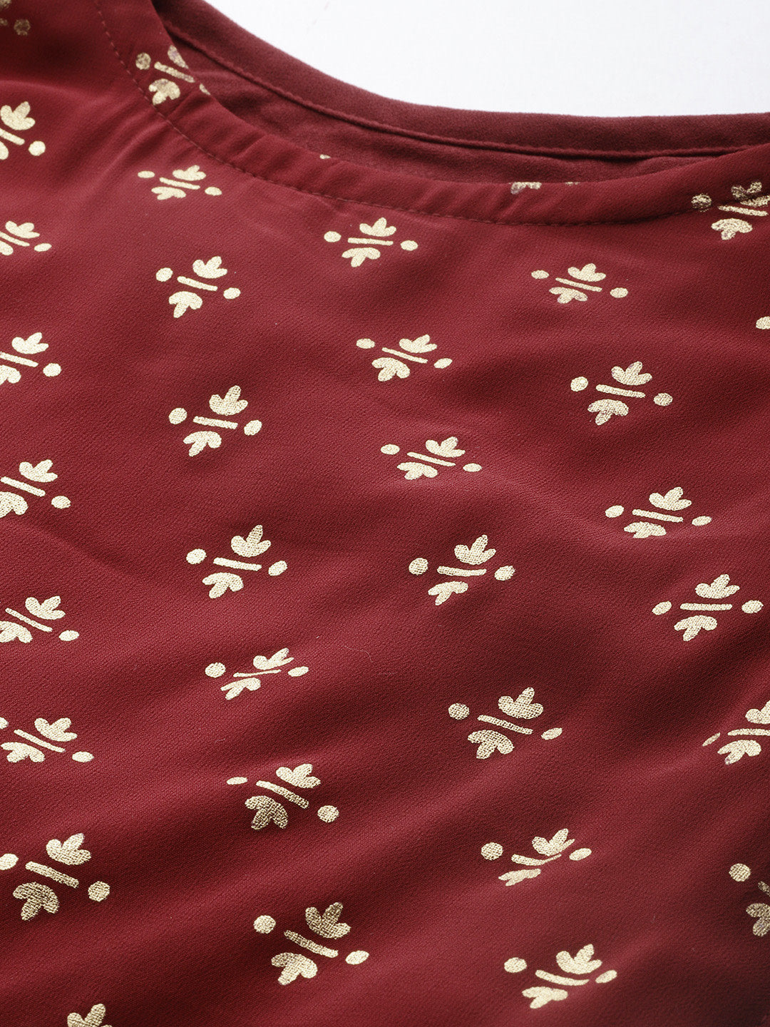 Women's Maroon Georgette One Shoulder Top With Palazzo