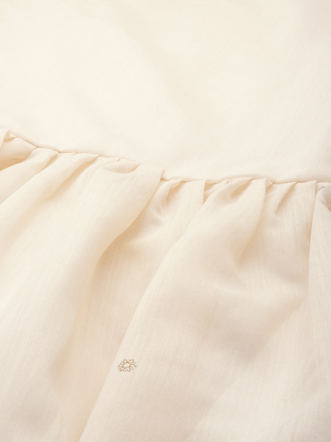 Women's Cream-Coloured Chanderi Ethnic Print Tuni